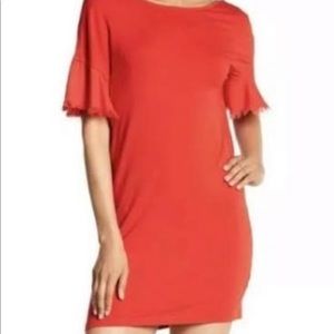 Splendid frayed sleeve red dress.